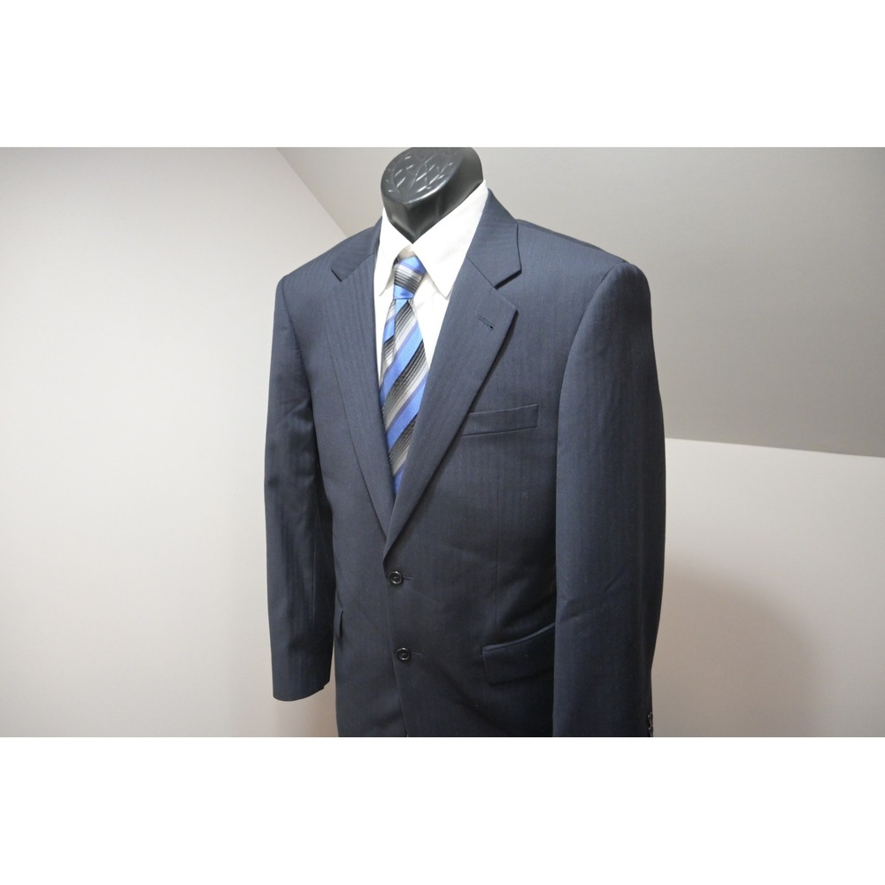 Jos. A. Bank Suit Mens 40R 34x31 Navy Blue Pinstripe 2-Piece Set Excellent